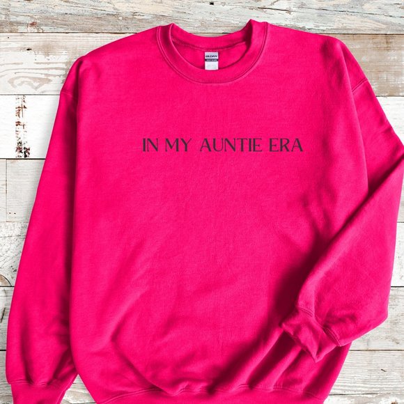 In My Auntie Era Pink Long Sleeve Crewneck Unisex Sweatshirt - Picture 8 of 8